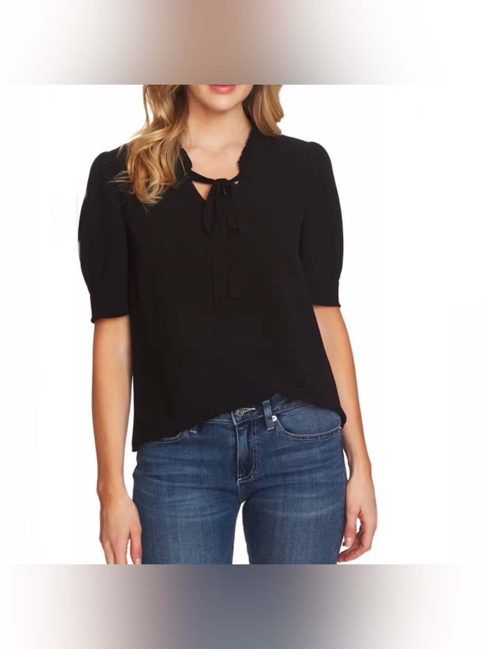 CECE Ruffle Tie Neck